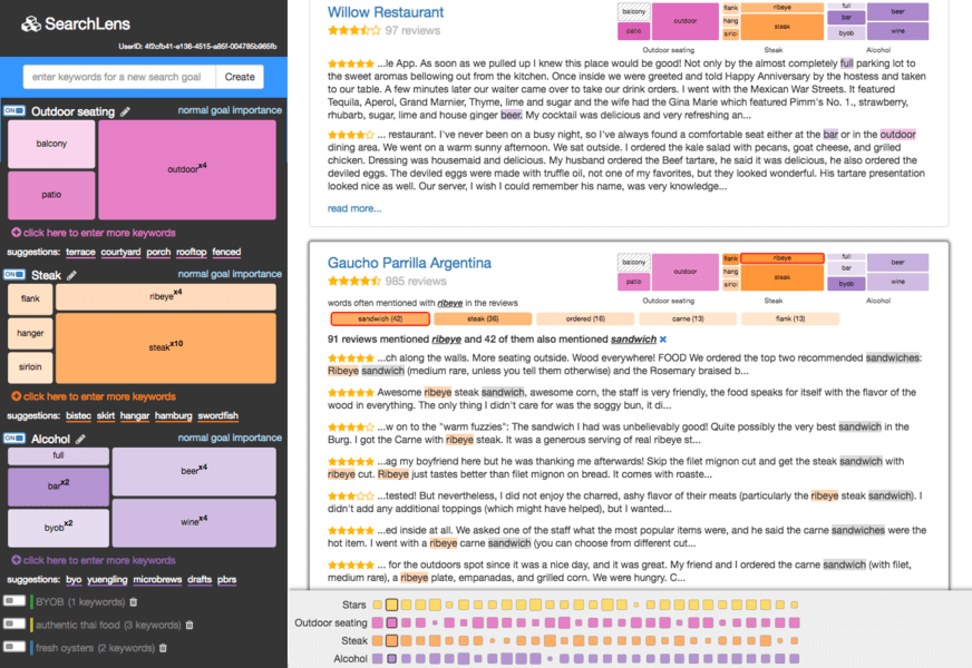 SearchLens: Composing and Capturing Complex User Interests for Exploratory Search